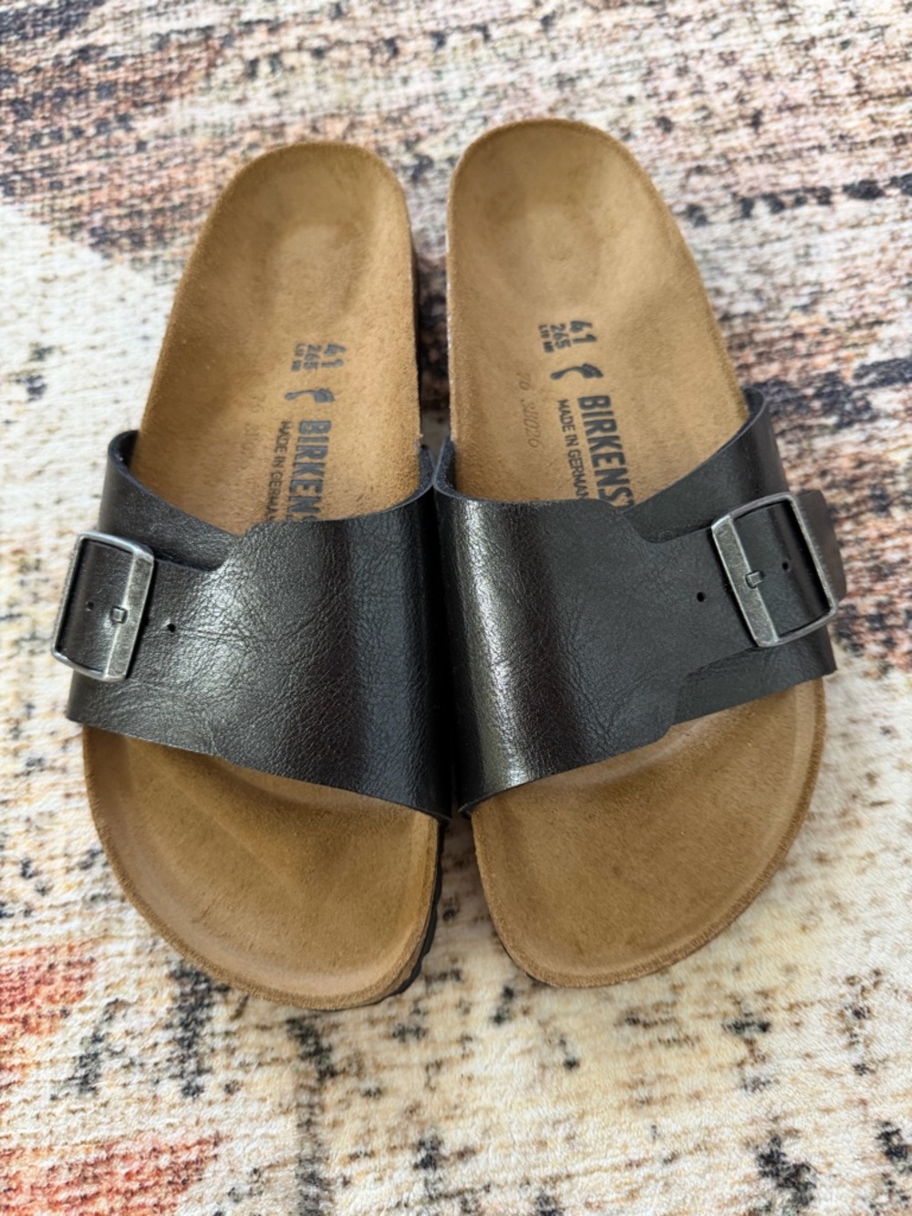 Birkenstock Black Single Strap Slide with Buckle 10/41 Catalina  Birko-Flor - Picture 4 of 5